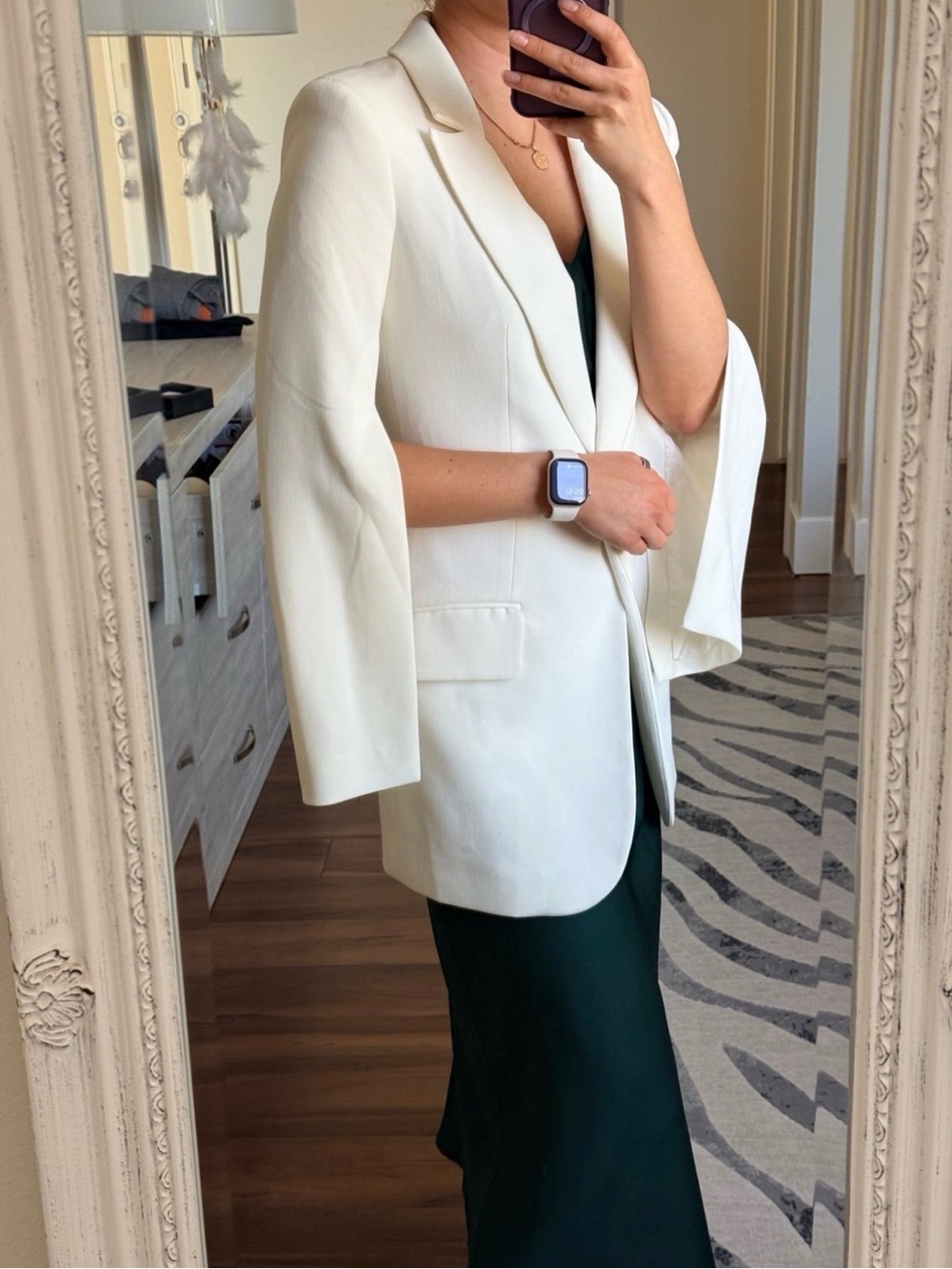 White Cape Sleeve Blazer Jacket - Women